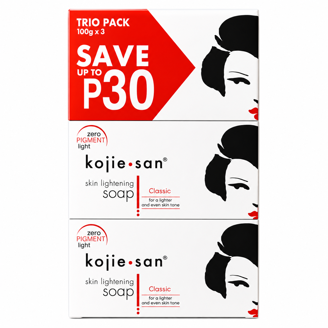 Kojie San Skin Lightening Soap – Kojic Acid Brightening Soap (Trio Pack 100g × 3)