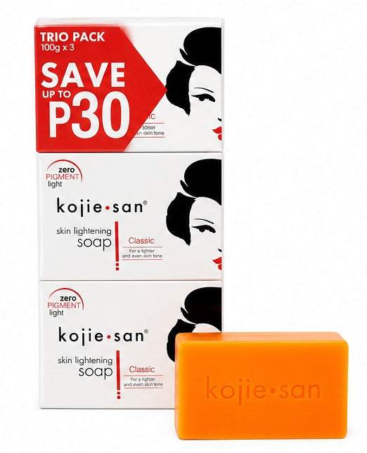 Kojie San Skin Lightening Soap – Kojic Acid Brightening Soap (Trio Pack 100g × 3)